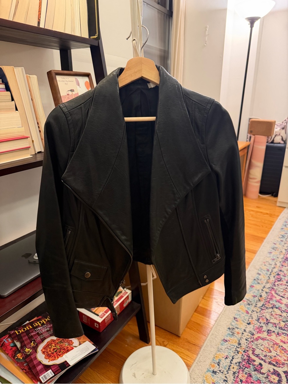 Vince Black Leather Motorcycle Jacket - Picture 2 of 3